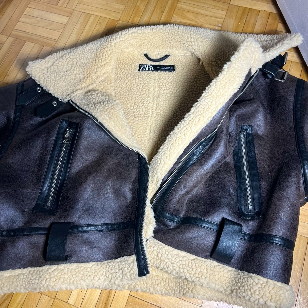 Zara Faux Cuir Brown Vest (worn 2 times)